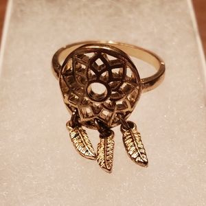 Native American Gold Tone Dreamcatcher Ring Size 8